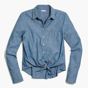 J.Crew Factory Chambray Shirt Top Tie-waist Knot Women's XXS